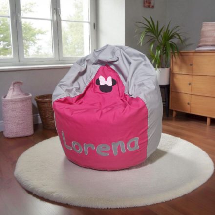 Lány egérfejes babzsák egyedi felirattal