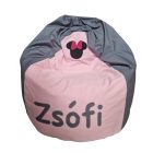 Lány egérfejes babzsák egyedi felirattal