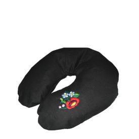 Hímzett nyakpárna kalocsai mintával (fekete)