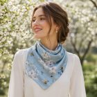 Blue Bird Garden multifunkciós kendő | madár- és virágmintás haj- és nyakkendő