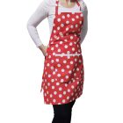 Pöttyös konyhai pamutkötény piros