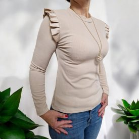 Elegáns női felső nyaklánccal | krém