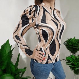 Modern mintás női felső | barna