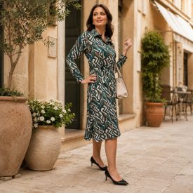 Róma Style mintás ingruha | Smaragdzöld