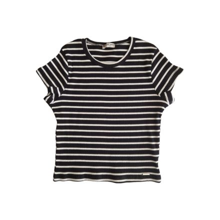 Csíkos crop top | fekete-fehér