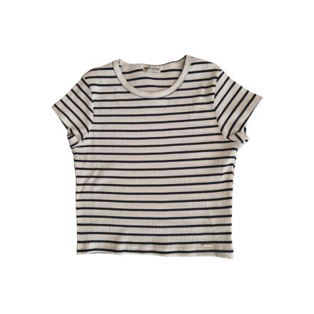 Csíkos női crop top – rövid nyári felső 3 színben, S/M és M/L méret | fehér-fekete
