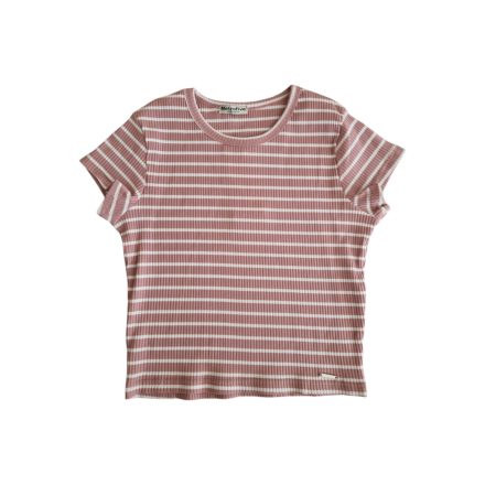 Csíkos crop top | rózsaszín-fehér