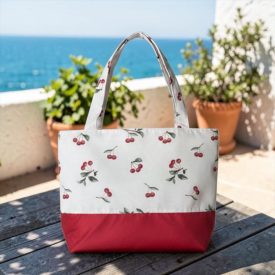   Cherry Kiss shopper strandtáska – nagyméretű cseresznyemintás női táska