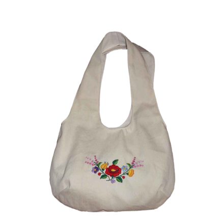 Női hímzett táska kalocsai mintával (fehér)