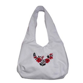 Női hímzett táska kalocsai mintával (fehér)