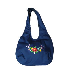   Kalocsai Motívumos Női Táska – Egyedi Magyar Kézműves Termék | sötétkék