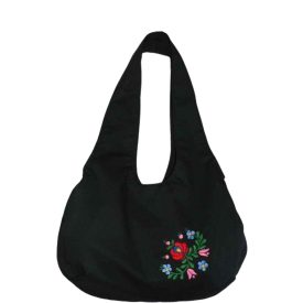 Női hímzett táska matyó mintával (fekete)