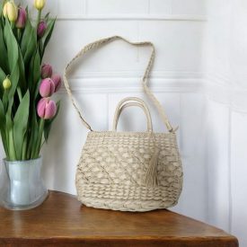Fonott női szalmatáska | bézs