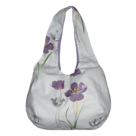 Női táska tulipán mintával | fehér-lila