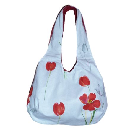Női táska tulipán mintával (fehér-piros)