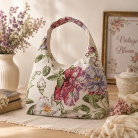   Vintage Bloom női válltáska – romantikus virágmintás shopper táska