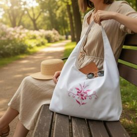 Tulipán Kincs hímzett válltáska | rózsaszín